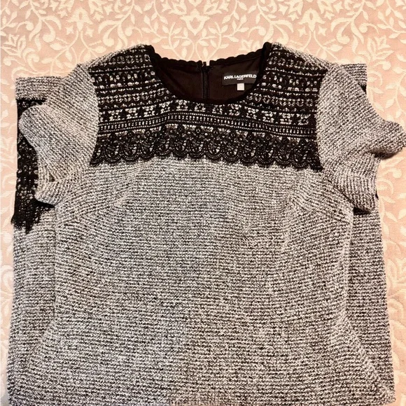 Karl Lagerfeld Black and Gray Mini Dress - Picture 3 of 4